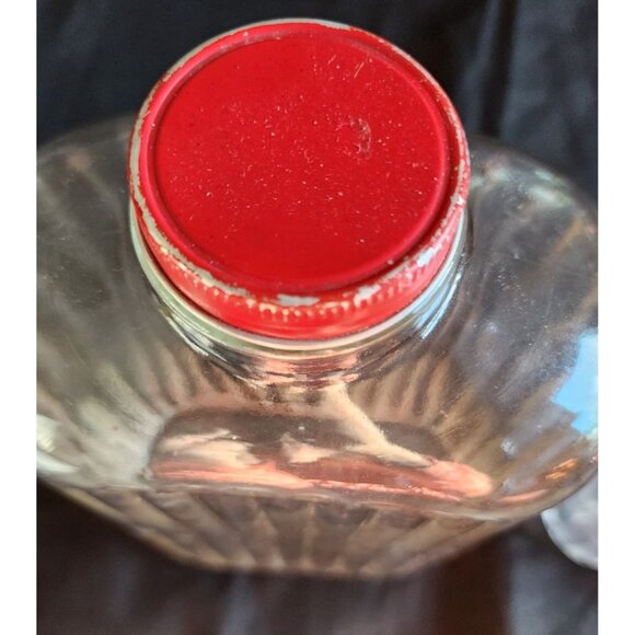 2 Milk Water Antique Vintage Ribbed Glass Bottles With Red Caps Anchor Hocking - Picture 7 of 13